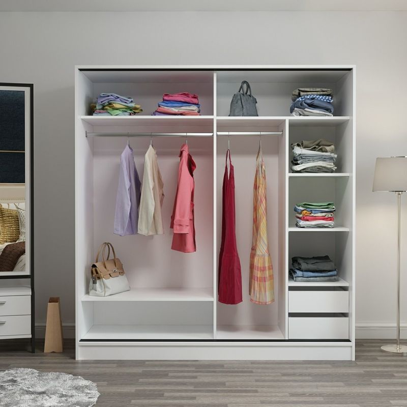 Casa si Gradina - Mobilier - Dulapuri si sifoniere - Sifoniere - Sifonier, Hanah Home, pal melaminat, alb dore, 180x52x190 cm, 506MNR2625 - Infinity.ro