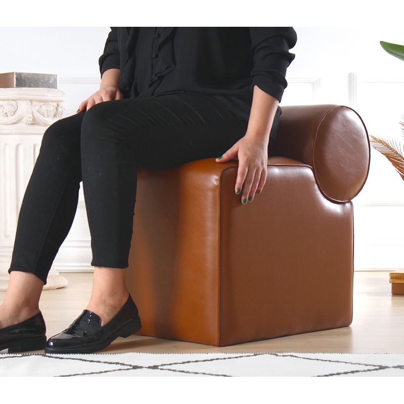 Casa si Gradina - Mobilier - Scaune si fotolii - Tabureti - Puf, Atelier Del Sofa, piele ecologica, maro, 45x60x56 cm - Infinity.ro