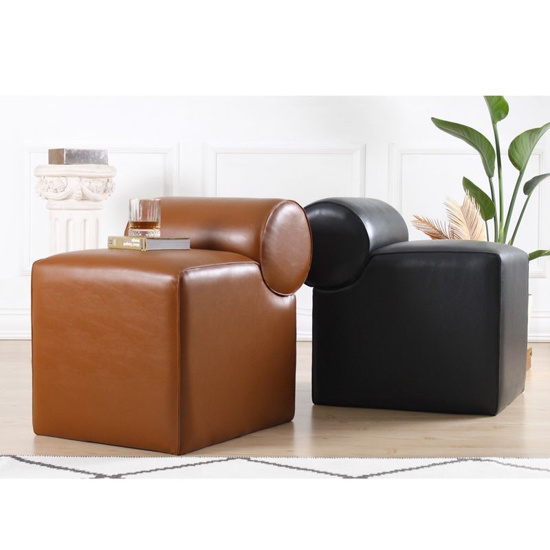 Casa si Gradina - Mobilier - Scaune si fotolii - Tabureti - Puf, Atelier Del Sofa, piele ecologica, maro, 45x60x56 cm - Infinity.ro