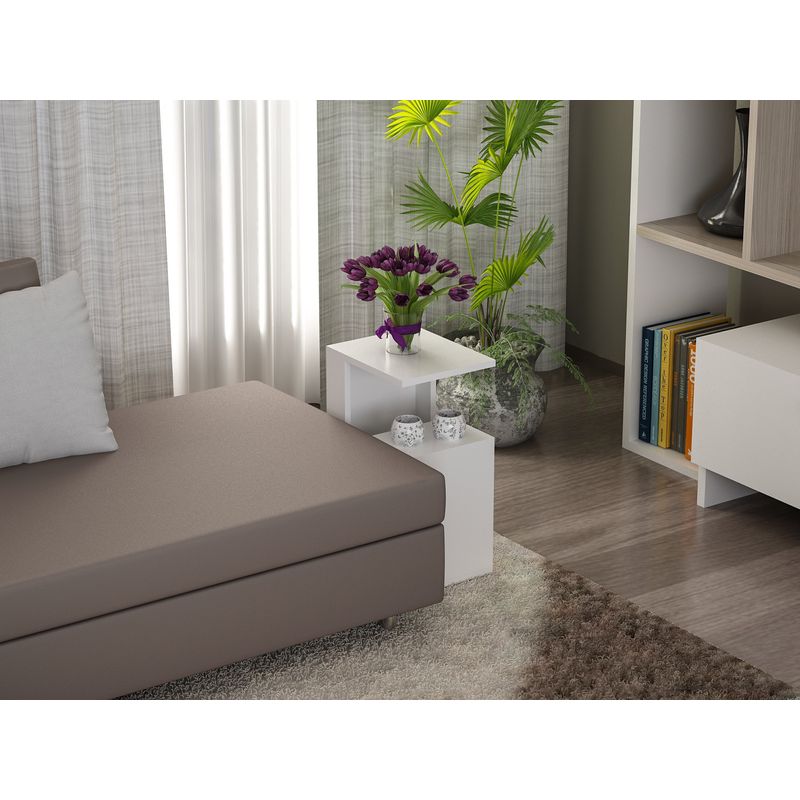 Casa si Gradina - Mobilier - Mese si birouri - Mese living - Masa laterala, Hanah Home, pal melaminat, alb, 35x29.5x60 cm - Infinity.ro