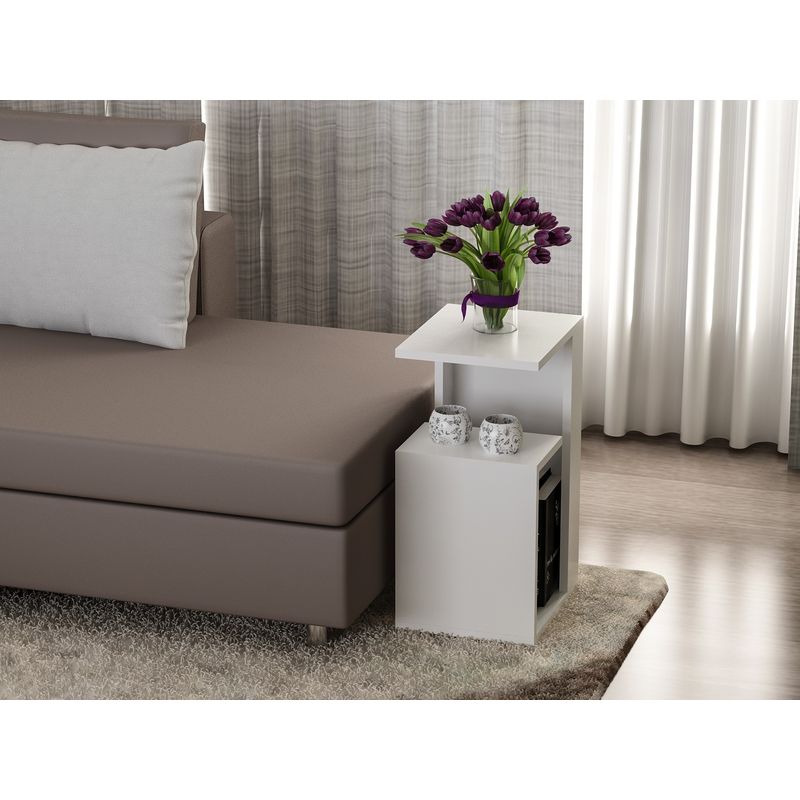 Casa si Gradina - Mobilier - Mese si birouri - Mese living - Masa laterala, Hanah Home, pal melaminat, alb, 35x29.5x60 cm - Infinity.ro
