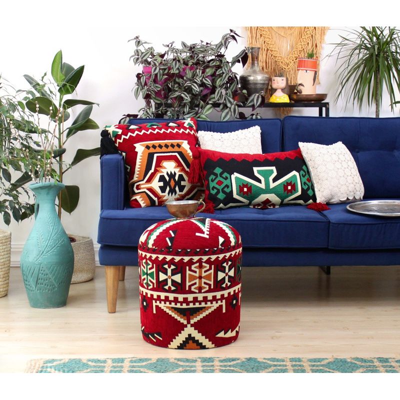 Casa si Gradina - Mobilier - Scaune si fotolii - Tabureti - Taburet, Atelier Del Sofa, bumbac si poliester, multicolor, 45x45x47 cm, 209FLF1310 - Infinity.ro