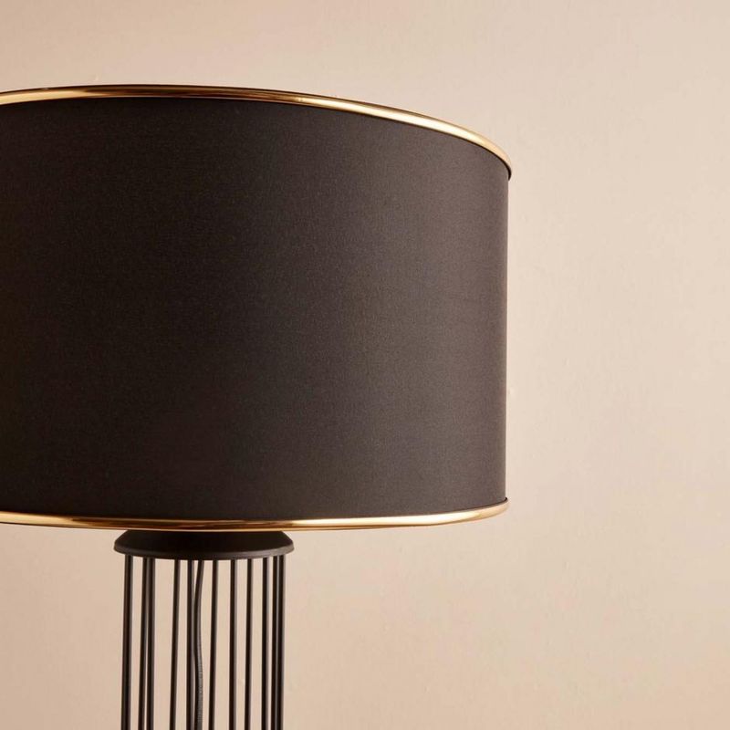 Casa si Gradina - Corpuri si surse de iluminat - Veioze si lampi - Lampadare - Lampadar, Opviq, cadru metalic, abajur textil, negru, 38x20x144 cm - Infinity.ro