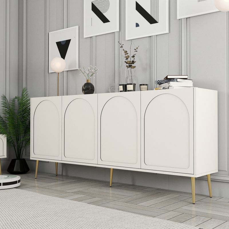 Casa si Gradina - Mobilier - Comode si corpuri - Console - Consola, Hanah Home, pal melaminat, crem auriu, 180x80x35 cm - Infinity.ro