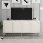 Casa si Gradina - Mobilier - Comode si corpuri - Console - Consola, Hanah Home, pal melaminat, crem auriu, 180x80x35 cm - Infinity.ro
