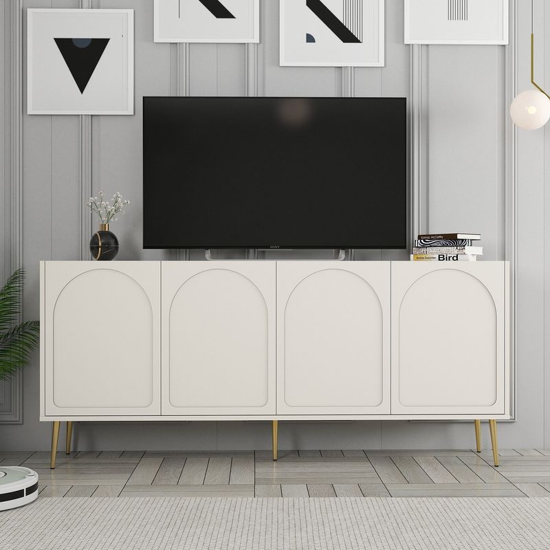 Casa si Gradina - Mobilier - Comode si corpuri - Console - Consola, Hanah Home, pal melaminat, crem auriu, 180x80x35 cm - Infinity.ro