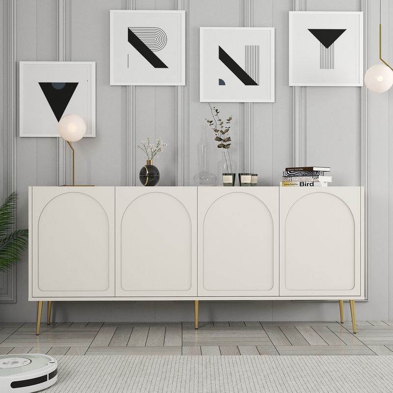 Casa si Gradina - Mobilier - Comode si corpuri - Console - Consola, Hanah Home, pal melaminat, crem auriu, 180x80x35 cm - Infinity.ro