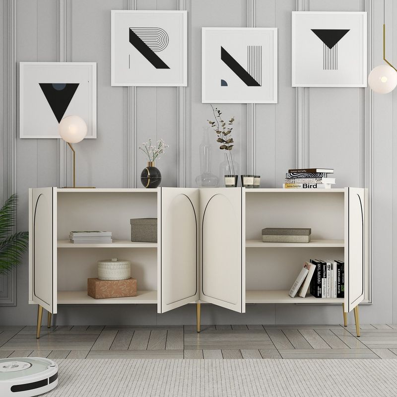 Casa si Gradina - Mobilier - Comode si corpuri - Console - Consola, Hanah Home, pal melaminat, crem auriu, 180x80x35 cm - Infinity.ro