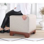 Casa si Gradina - Mobilier - Scaune si fotolii - Tabureti - Taburet, Atelier Del Sofa, bumbac si in, cafeniu, 50x50x47 cm - Infinity.ro