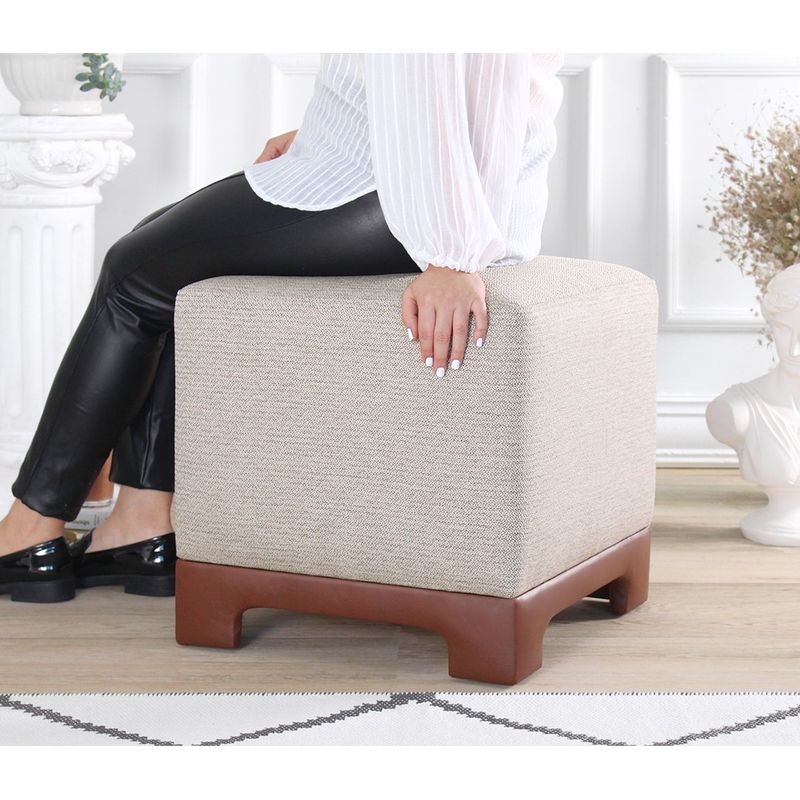 Casa si Gradina - Mobilier - Scaune si fotolii - Tabureti - Taburet, Atelier Del Sofa, bumbac si in, cafeniu, 50x50x47 cm - Infinity.ro