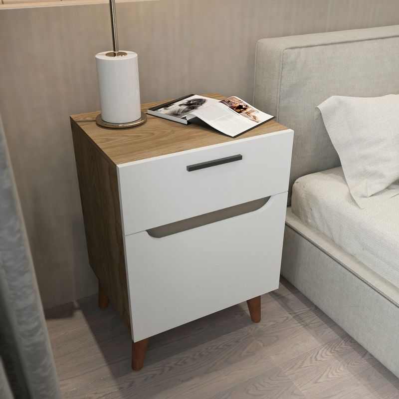 Casa si Gradina - Mobilier - Comode si corpuri - Noptiere - Noptiera, Hanah Home, pal melaminat, alb si stejar, 45x36.8x63 cm - Infinity.ro