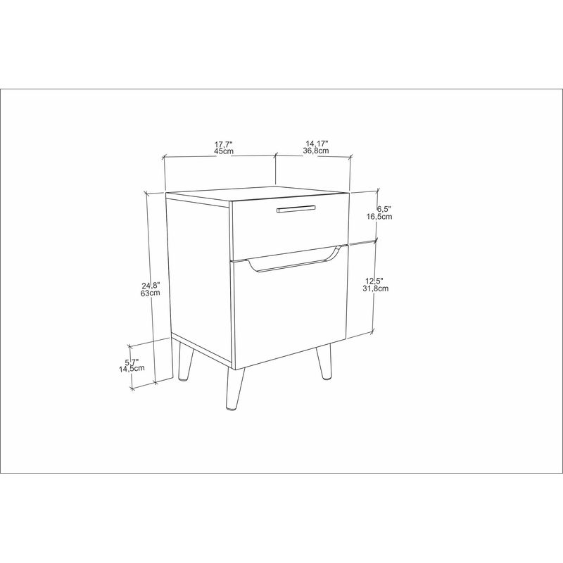 Casa si Gradina - Mobilier - Comode si corpuri - Noptiere - Noptiera, Hanah Home, pal melaminat, alb si stejar, 45x36.8x63 cm - Infinity.ro