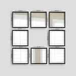 Casa si Gradina - Decoratiuni - Oglinzi - Set oglinzi, Wallxpert, sticla, rama plastic laminat, argintiu si negru, 24x24 cm, 8 piese, 365LAR1169 - Infinity.ro