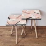 Casa si Gradina - Mobilier - Mese si birouri - Masute de cafea - Set masute de cafea, Hanah Home, mdf, somon roz bej negru, 35x35x47 cm, 35x35x42 cm - Infinity.ro