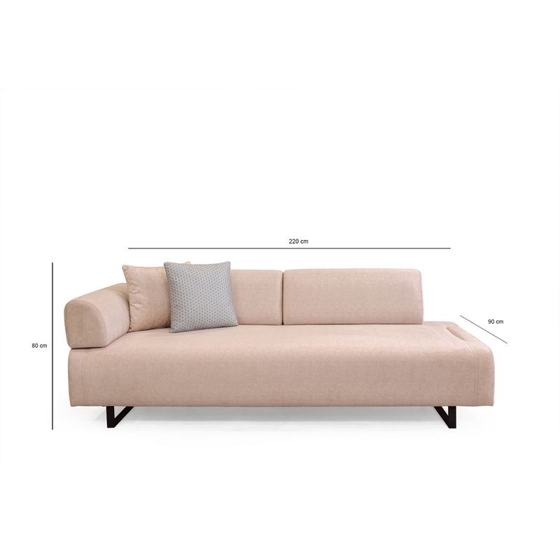 Casa si Gradina - Mobilier - Canapele si coltare - Canapele - Canapea extensibila 3 locuri, Hanah Home, cadru lemn fag, bej, 220x90x80 cm - Infinity.ro