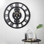 Casa si Gradina - Decoratiuni - Ceasuri - Ceas de perete decorativ, Wallxpert, metal, negru, 70x70 cm, 805BSG1107 - Infinity.ro