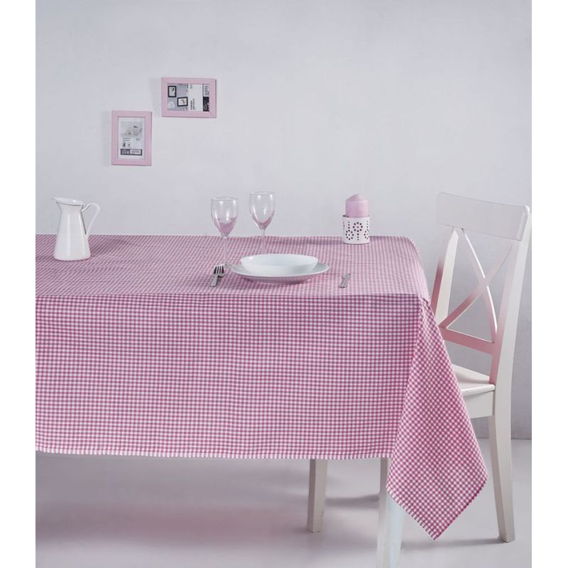 Casa si Gradina - Textile si covoare - Textile bucatarie - Fete de masa - Fata de masa, Hermia, roz, 170x220 cm, 100% bumbac, model in carouri - Infinity.ro