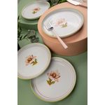 Casa si Gradina - Bucatarie si vesela - Vesela si tacamuri - Vesela desert - Set de servire prajituri, Hermia, portelan, alb roz verde, 19x19x2 cm, 6 piese - Infinity.ro