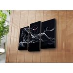 Casa si Gradina - Decoratiuni - Ceasuri - Ceas decorativ de perete, Wallxpert, panza piele de caprioara, multicolor, 66x45 cm, set 3 piese - Infinity.ro