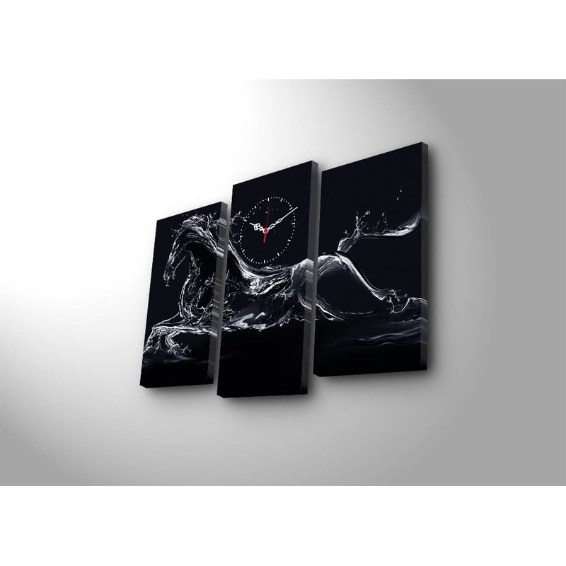 Casa si Gradina - Decoratiuni - Ceasuri - Ceas decorativ de perete, Wallxpert, panza piele de caprioara, multicolor, 66x45 cm, set 3 piese - Infinity.ro