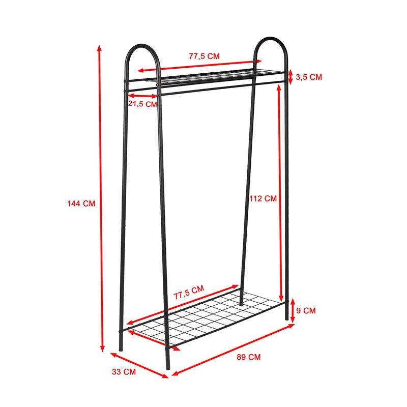 Casa si Gradina - Mobilier - Organizare si depozitare - Umerase si valeti - Cuier, Hanah Home, metal, negru, 144.5x32.5x89 cm - Infinity.ro