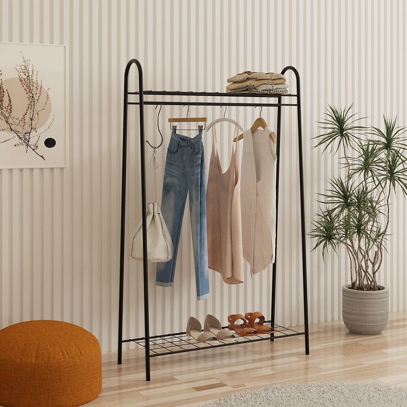 Casa si Gradina - Mobilier - Organizare si depozitare - Umerase si valeti - Cuier, Hanah Home, metal, negru, 144.5x32.5x89 cm - Infinity.ro