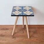 Casa si Gradina - Mobilier - Mese si birouri - Mese living - Masuta laterala, Hanah Home, mdf, alb, albastru marin, bej, 35x35x42 cm - Infinity.ro