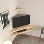Casa si Gradina - Mobilier - Biblioteci si rafturi - Etajere - Suport tv, Hanah Home, pal melaminat, stejar, 120x49x5 cm - Infinity.ro