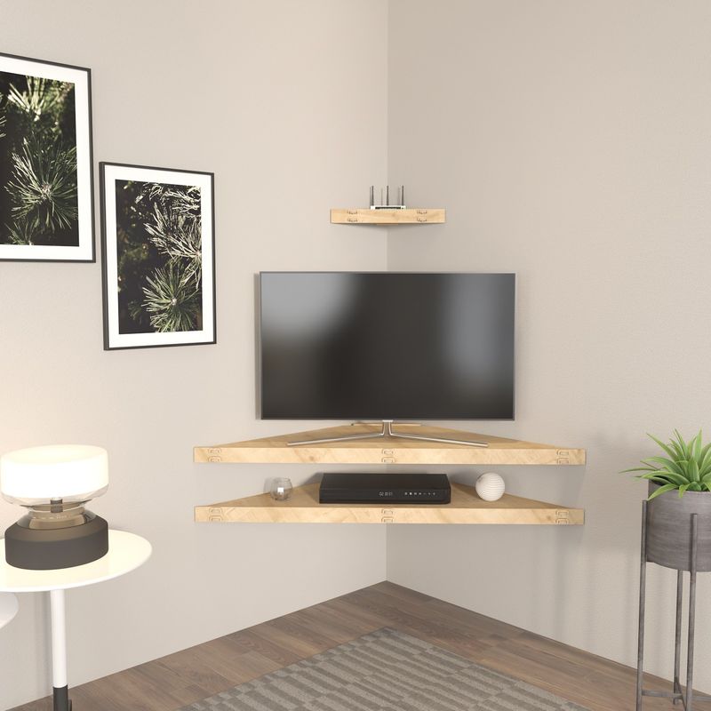 Casa si Gradina - Mobilier - Biblioteci si rafturi - Etajere - Suport tv, Hanah Home, pal melaminat, stejar, 120x49x5 cm - Infinity.ro