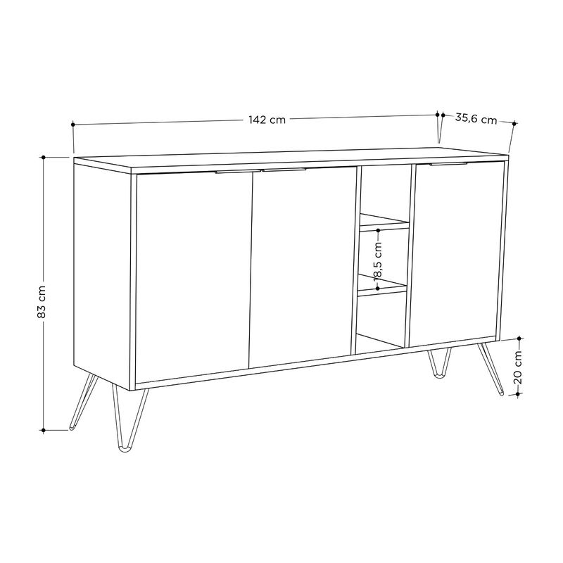 Casa si Gradina - Mobilier - Comode si corpuri - Console - Consola, Hanah Home, pal melaminat, stejar si antracit, 142x35,6x83 cm - Infinity.ro