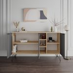 Casa si Gradina - Mobilier - Comode si corpuri - Console - Consola, Hanah Home, pal melaminat, stejar si antracit, 142x35,6x83 cm - Infinity.ro