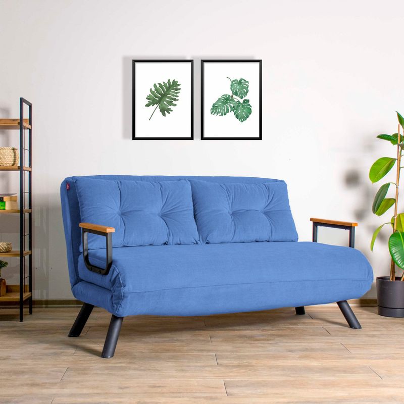 Casa si Gradina - Mobilier - Canapele si coltare - Canapele - Canapea extensibila, Hanah Home, metal, albastru, 175x133 cm - Infinity.ro