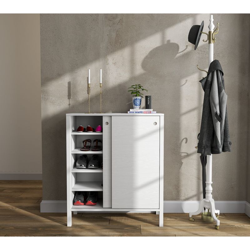 Casa si Gradina - Mobilier - Dulapuri si sifoniere - Dulapuri pantofi - Dulap pantofi, Hanah Home, pal melaminat, lemn si alb, 92x38x106 cm - Infinity.ro