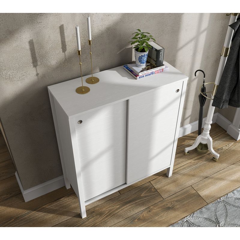 Casa si Gradina - Mobilier - Dulapuri si sifoniere - Dulapuri pantofi - Dulap pantofi, Hanah Home, pal melaminat, lemn si alb, 92x38x106 cm - Infinity.ro