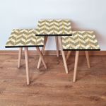 Casa si Gradina - Mobilier - Mese si birouri - Mese living - Set mese cuib, Hanah Home, mdf, crem gri auriu, 35x35x52 cm - Infinity.ro