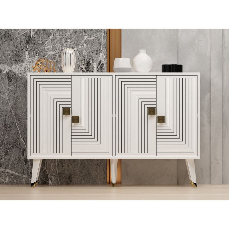 Casa si Gradina - Mobilier - Comode si corpuri - Console - Consola, Hanah Home, panou de particule melaminat, alb auriu, 120x80x30 cm, 327ODS1225 - Infinity.ro