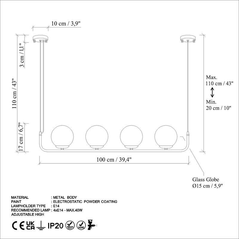 Casa si Gradina - Corpuri si surse de iluminat - Lustre si pendule - Candelabru, Opviq, metal, negru, 100x15x20-110 cm, inaltime reglabila - Infinity.ro