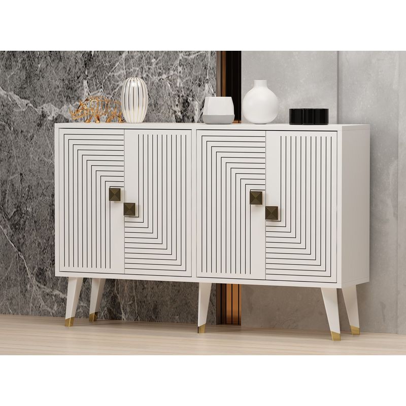 Casa si Gradina - Mobilier - Comode si corpuri - Console - Consola, Hanah Home, panou de particule melaminat, alb auriu, 120x80x30 cm, 327ODS1225 - Infinity.ro