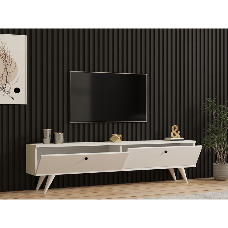 Casa si Gradina - Mobilier - Comode si corpuri - Comode - Comoda tv, Hanah Home, pal melaminat, alb, 160x40x25 cm - Infinity.ro