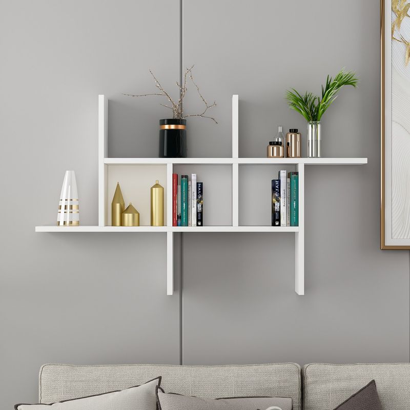 Casa si Gradina - Mobilier - Biblioteci si rafturi - Rafturi - Raft de perete, Hanah Home, panou de particule acoperit cu melamina, alb, 68x20x113 cm - Infinity.ro