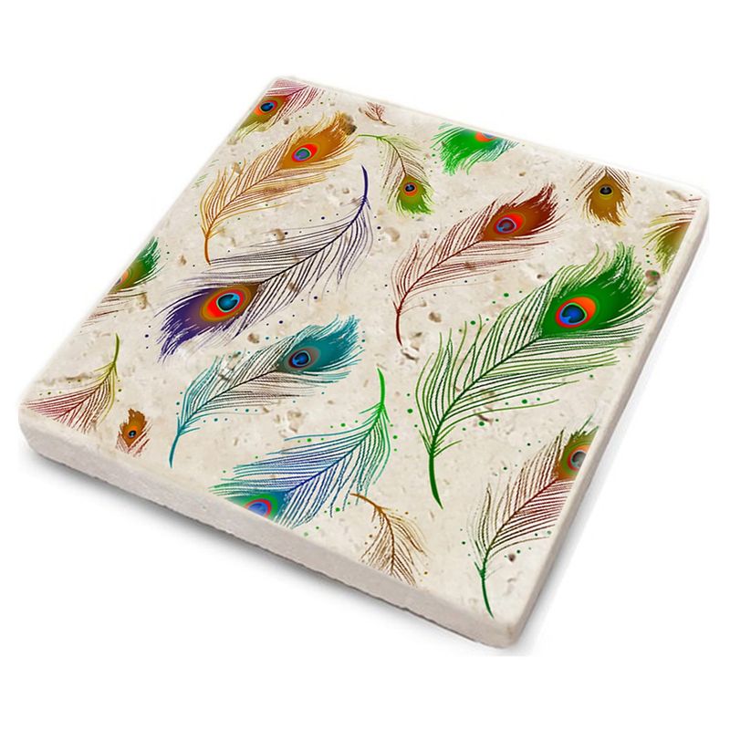 Casa si Gradina - Bucatarie si vesela - Accesorii bar - Suporturi bauturi - Set suporturi pentru pahare, Hermia, piatra naturala, multicolor, 10x10x1 cm, 4 bucati, 366TYR1123 - Infinity.ro