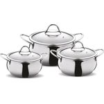 Casa si Gradina - Bucatarie si vesela - Vase pentru gatit - Oale si cratite - Set oale, Hermia, otel inoxidabil, argintiu, 6 piese, 18/16/14 cm - Infinity.ro