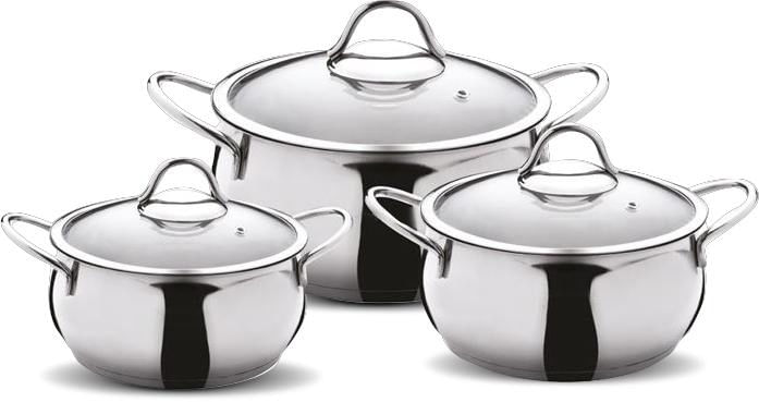 Set oale, Hermia, otel inoxidabil, argintiu, 6 piese, 18/16/14 cm