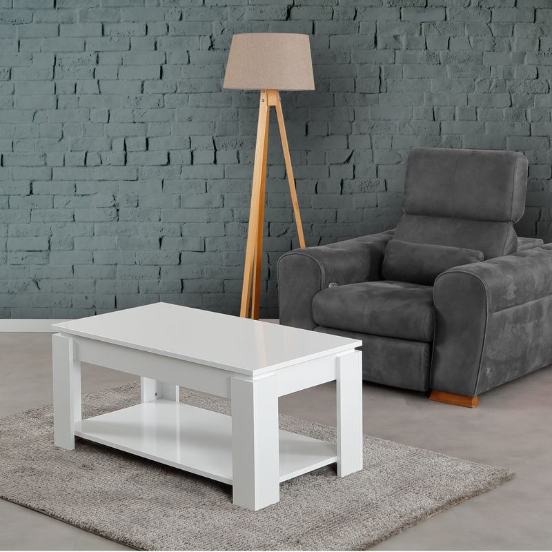 Casa si Gradina - Mobilier - Mese si birouri - Masute de cafea - Masuta de cafea, Hanah Home, pal melaminat, alb, 104x56x47 cm - Infinity.ro