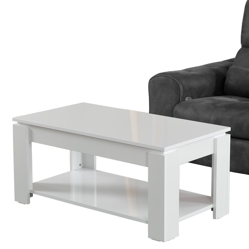 Casa si Gradina - Mobilier - Mese si birouri - Masute de cafea - Masuta de cafea, Hanah Home, pal melaminat, alb, 104x56x47 cm - Infinity.ro