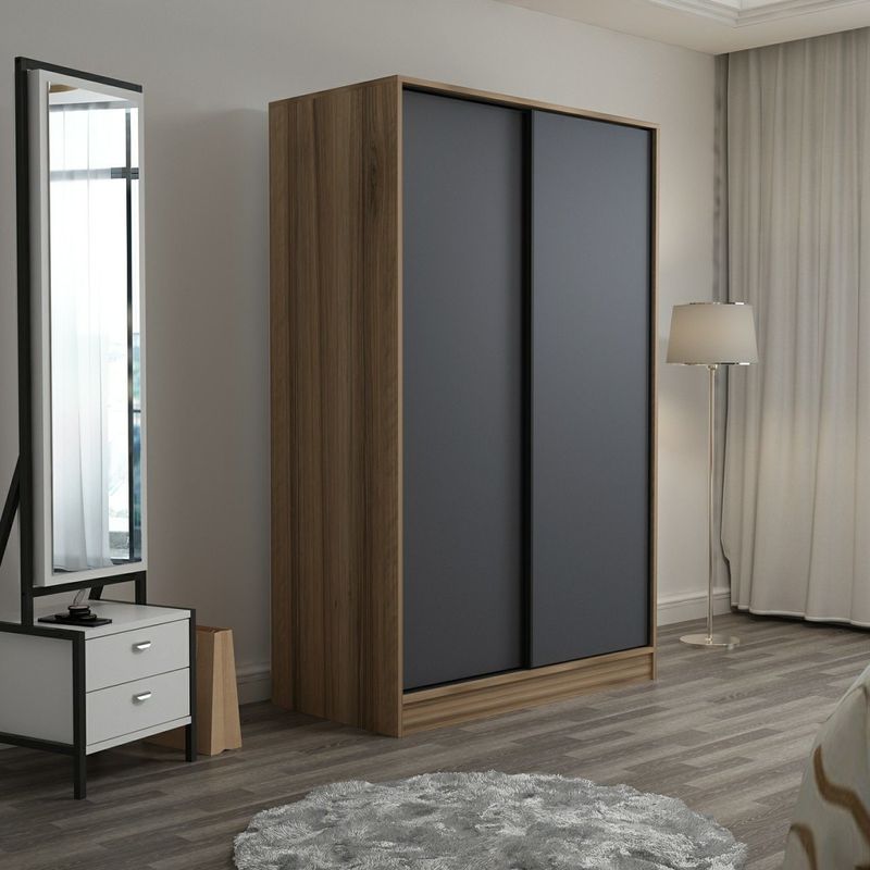 Casa si Gradina - Mobilier - Dulapuri si sifoniere - Sifoniere - Sifonier, Hanah Home, pal melaminat, antracit si stejar, 120x60x190 cm - Infinity.ro