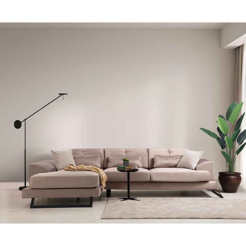 Casa si Gradina - Mobilier - Canapele si coltare - Coltare - Coltar, Hanah Home, lemn fag si pal, bej, 190x308x100 cm - Infinity.ro