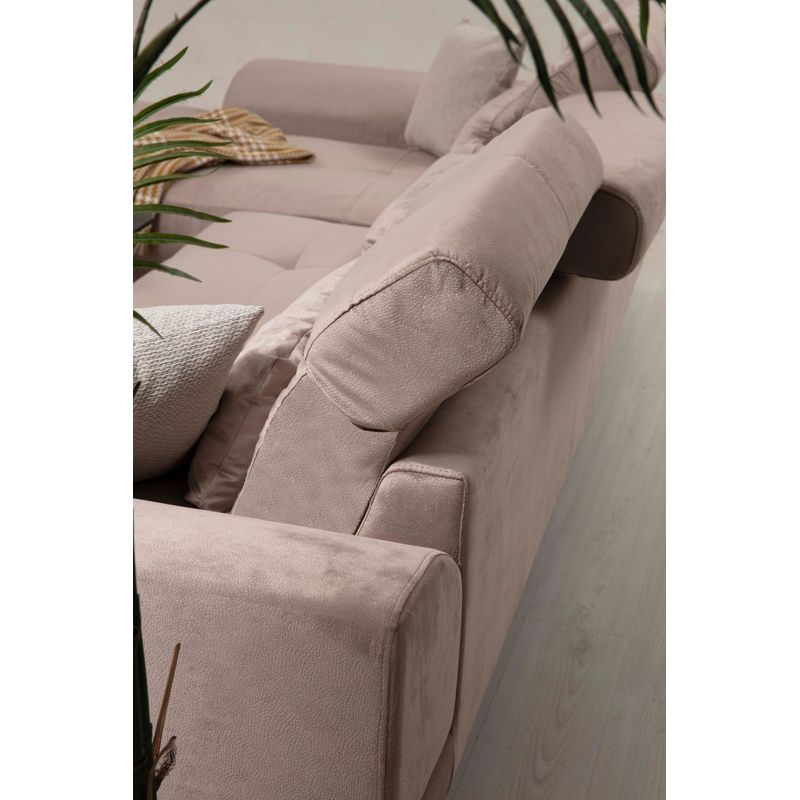 Casa si Gradina - Mobilier - Canapele si coltare - Coltare - Coltar, Hanah Home, lemn fag si pal, bej, 190x308x100 cm - Infinity.ro
