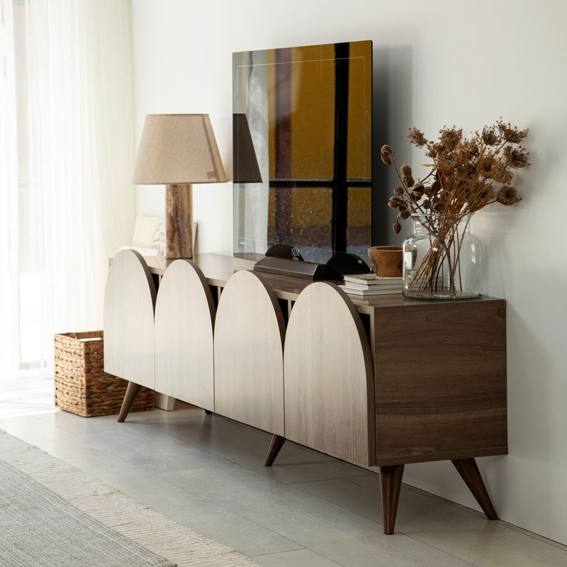Casa si Gradina - Mobilier - Comode si corpuri - Comode - Comoda tv, Hanah Home, pal melaminat, nuc, 180x35x45 cm, 552NOS2430 - Infinity.ro