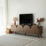 Casa si Gradina - Mobilier - Comode si corpuri - Comode - Comoda tv, Hanah Home, pal melaminat, nuc, 180x35x45 cm, 552NOS2430 - Infinity.ro